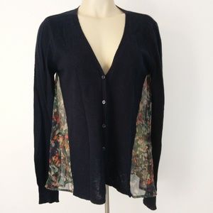 anthropologie yellow bird sheer floral cardigan